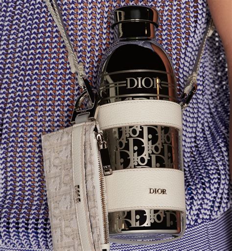 dior bottle with shoulder strap|CHRISTIAN DIOR Oblique Stainless Steel Grained Calfskin Aqua .